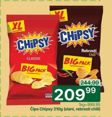 Čips Chipsy 210g