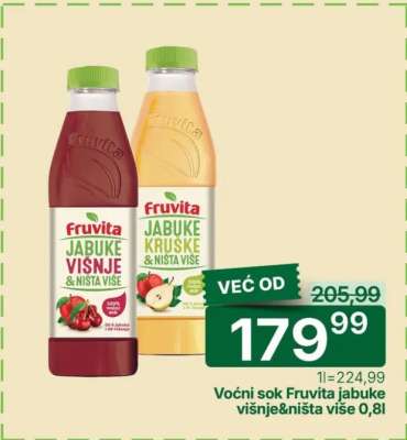 Voćni sok Fruvita jabuke višnje&ništa više