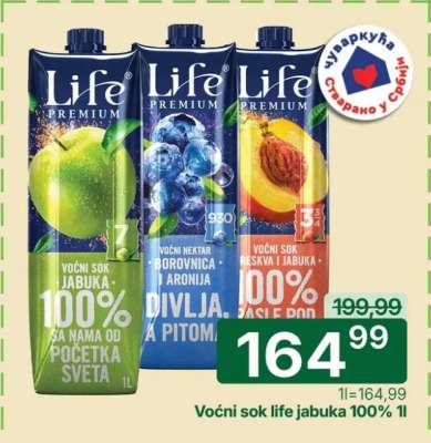 Voćni sok Life jabuka 100%