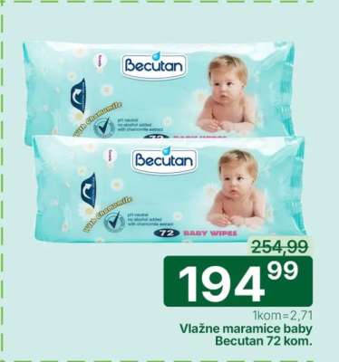 Vlažne maramice baby Becutan 72 kom.