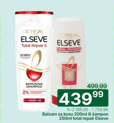 Balzam za kosu 200ml ili šampon 250ml total repair Elseve