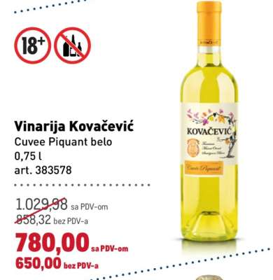 Vinarija Kovačević Cuvee Piquant belo