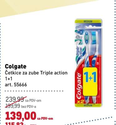 Colgate Četkice za zube Triple action 1+1