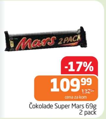 Čokolade Super Mars 69g 2 pack