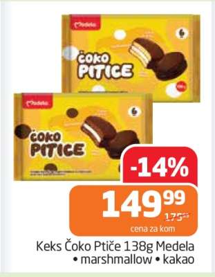 Keks Čoko Ptiče 138g Medela