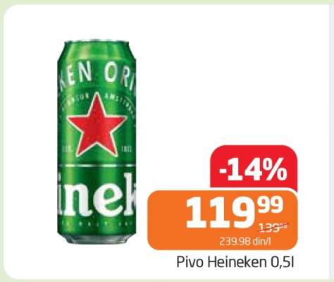 Pivo Heineken 0,5l
