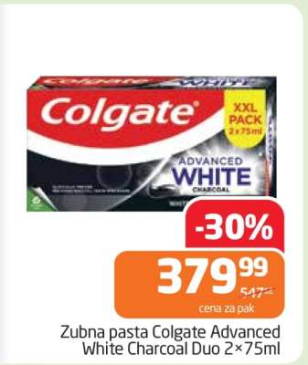 Zubna pasta Colgate Advanced White Charcoal Duo 2×75ml