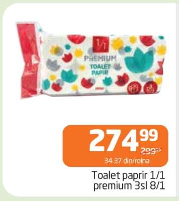 Toalet papir 1/1 premium 3sl 8/1