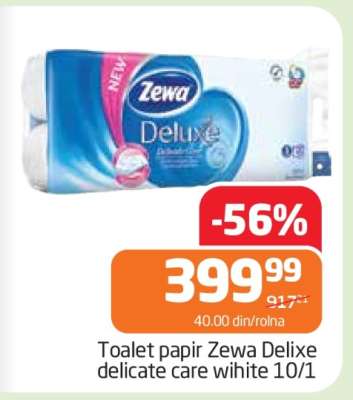 Toalet papir Zewa Deluxe delicate care white 10/1