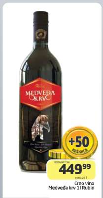 Crno vino Medveđa krv 1l Rubin