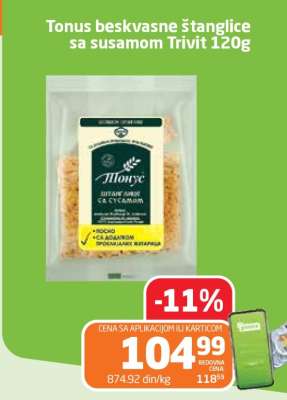 Tonus beskvasne štanglice sa susamom Trivit 120g