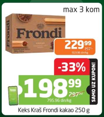 Keks Kraš Frondi kakao 250 g