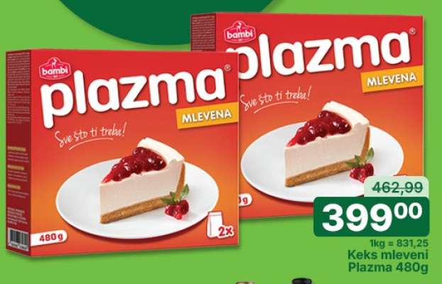 Keks mleveni Plazma 480g