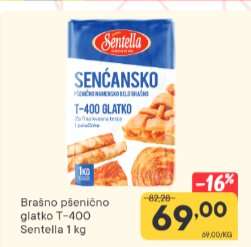Brašno pšenično glatko T-400 Sentella 1 kg