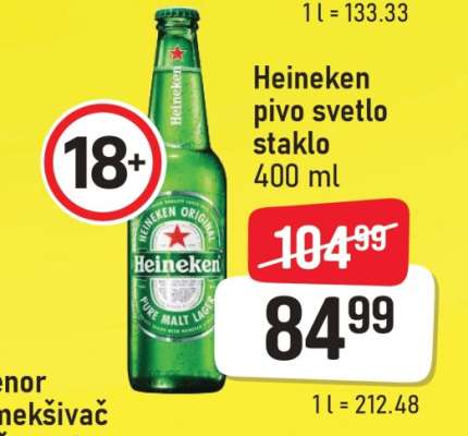 Heineken pivo svetlo staklo 400 ml