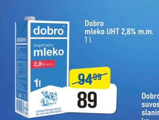 Dobro mleko UHT 2,8% m.m. 1 l
