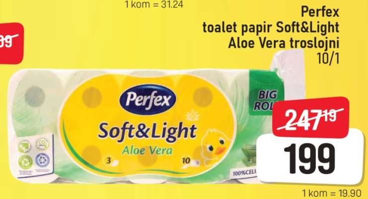 Perfex toaleta papir Soft&Light Aloe Vera troslojni 10/1