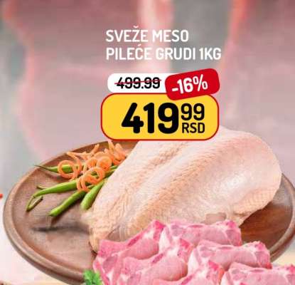SVEŽE MESO PILEĆE GRUDI 1KG