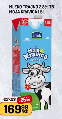 Mleko trajno 2.8% TB Moja Kravica 1.5L