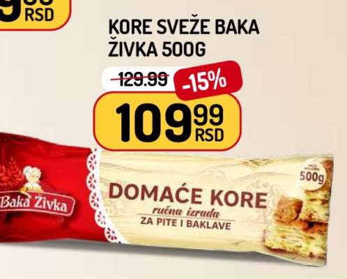 KORE SVEŽE BAKA ŽIVKA 500g