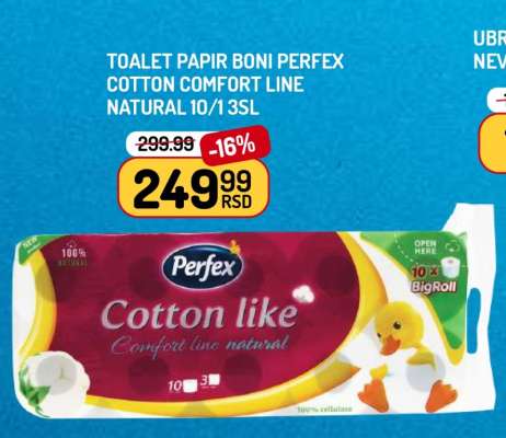 TOALET PAPIR BONI PERFEX COTTON COMFORT LINE NATURAL 10/1 3SL