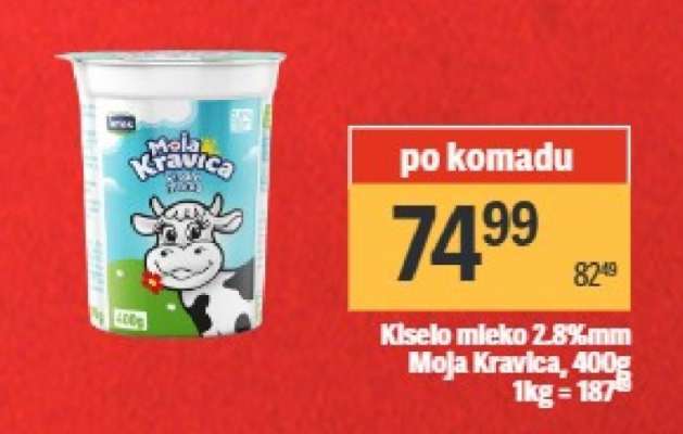Kiselo mleko 2.8 % mm Moja kravica 400g