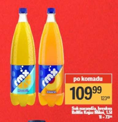Sok narandža, breskva ReMix Knjaz Miloš, 1.5l