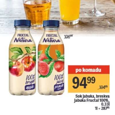 Sok jabuka, breskva Jabuka Fructal 100%