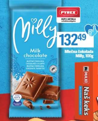 Mléčna čokolada Milly, 100g