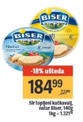 Sir topljeni kackavalj natur Biser 140g