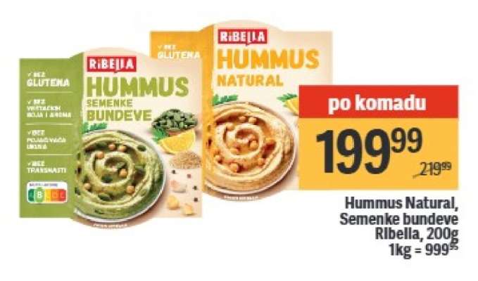HUMMUS natural semenke bundeve Ribella 200g