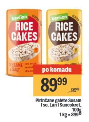 Pirinčane galete Susam i so, Lan i Suncokret, 100g