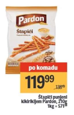 Štapići punjeni kikirikijem Pardon , 210g