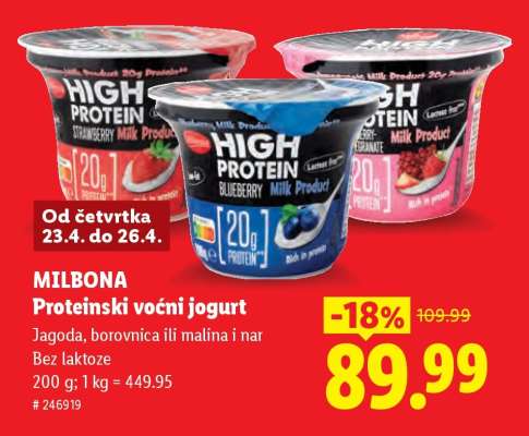 Milbona Proteinski voćni jogurt