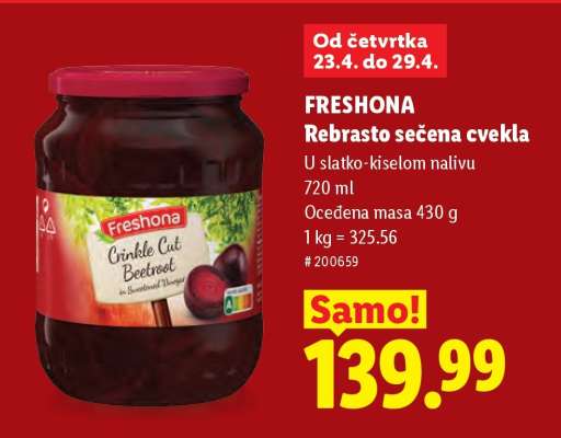 FRESHONA Rebrasto sečena cvekla