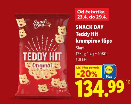 Snack Day Teddy Hit krompirov flips