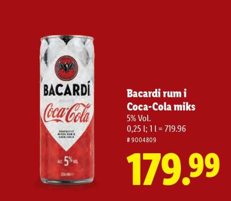 Bacardi rum i Coca-Cola miks