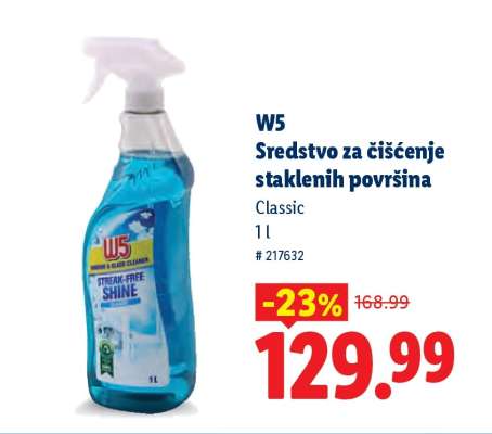 W5 Sredstvo za čišćenje staklenih površina