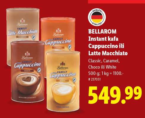 BELLAROM Instant káva Cappuccino ili Latte Macchiato