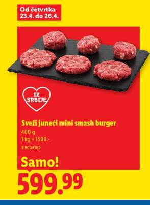 Sveži juneći mini smash burger