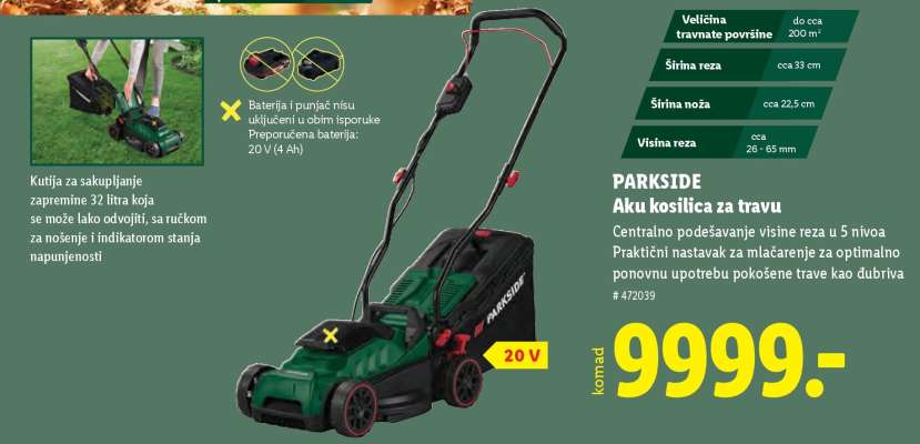 PARKSIDE Aku kosilica za travu