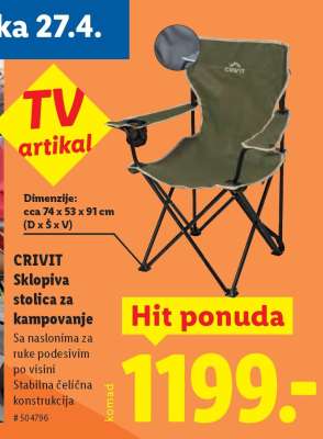 CRIVIT Sklopiva stolica za kampovanje
