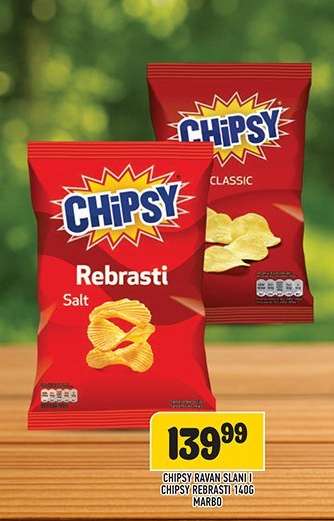 Chipsy Ravan Slani i Chipsy Rebrasti 140g