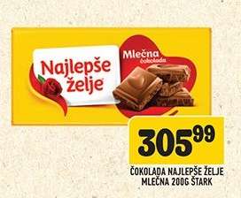 Čokolada Najlepše Želje Mlečna 200g Štark