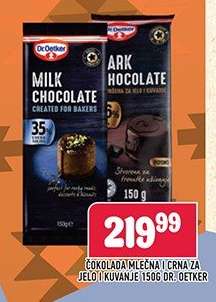 Čokolada mlečna i crna za jelo i kuvanje 150g Dr. Oetker