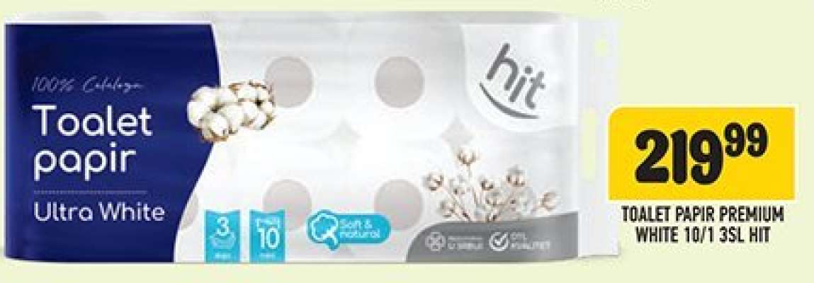 Toalet papir Premium White 10/1 3SL Hit