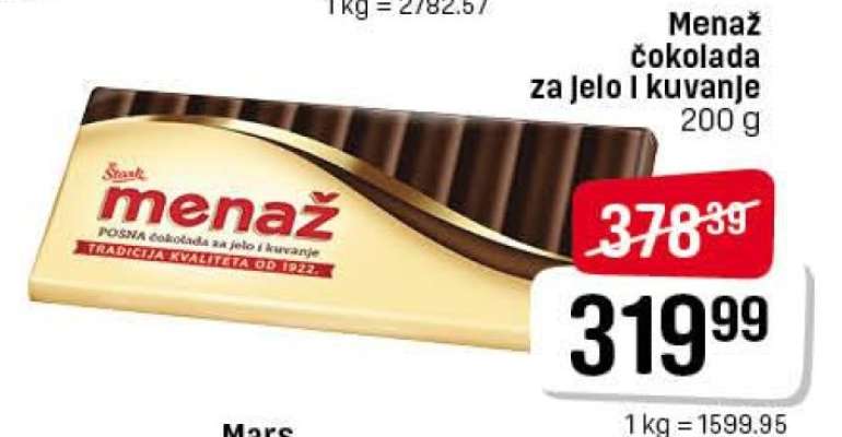 Menaž čokolada za jelo i kuvanje