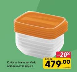 Kutija za hranu set Vedo orange curver 5x0,5 l