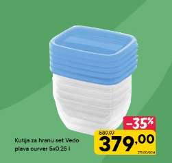 Kutija za hranu set Vedo plava curver 5x0,25 l