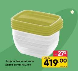 Kutija za hranu set Vedo zelena curver 4x0,75 l